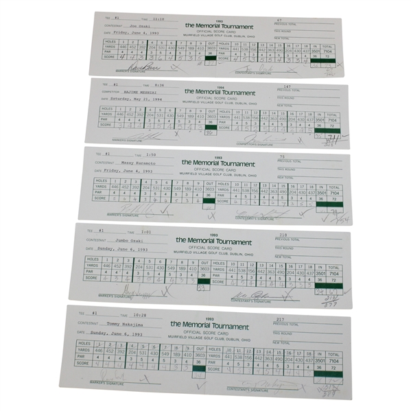 Ozaki, Nakajima, Kuramoto & others Signed Official Used 1993 & 1994 The Memorial Scorecards