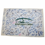 Tiger Woods & Field Signed Western Open Embroidered Flag JSA ALOA