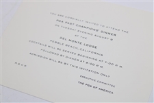 1977 PGA Championship Champions Dinner Invitation at Pebble Beach w/ Envelope