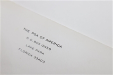 1977 PGA Championship Champions Dinner Invitation at Pebble Beach w/ Envelope