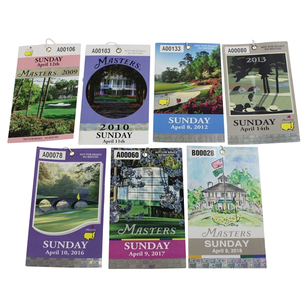 Seven (7) Masters Sunday Final Rd Tickets - 2009, 2010, 2012, 2013, 2016, 2017 & 2018