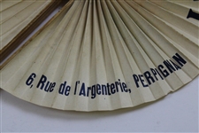 c.1920's French Fold Open Double Sided Advertising Fan w/Woman Golfer & Caddy - Les Meilleurs Prix