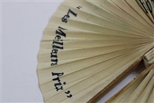 c.1920's French Fold Open Double Sided Advertising Fan w/Woman Golfer & Caddy - Les Meilleurs Prix