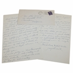 Jack Grout Signed Handwritten Letter to Alex Morrison w/Envelope
