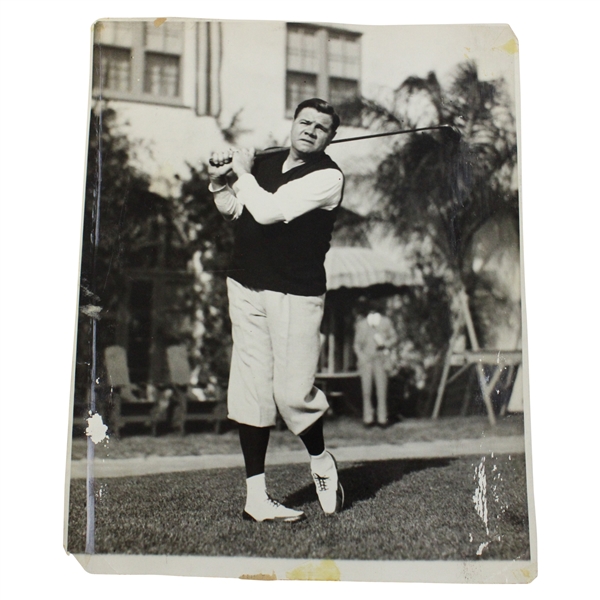 1932 Babe Ruth Golf Swing Follow Through Photo 