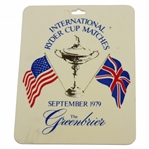 Lanny Wadkins 1979 Ryder Cup at The Greenbrier Team USA Member Contestant Bag Tag