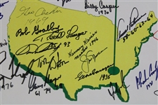 Masters Champs Signed 'The Masters' Logo Broadside with 29 Total Champs! JSA ALOA