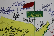 Masters Champs Signed 'The Masters' Logo Broadside with 29 Total Champs! JSA ALOA