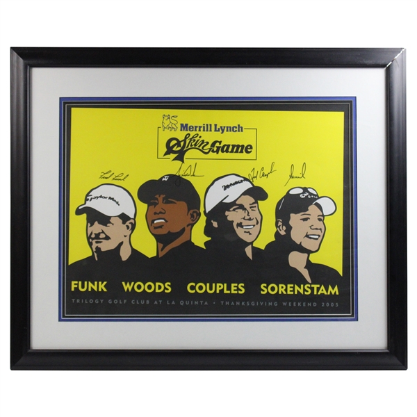 Tiger Woods, Funk, Couples & Sorenstam Signed 2005 Skin Game Poster - Framed JSA ALOA