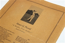 Henry 'H.G.' Picard's 'A Mighty Fie Golfer' Career Highlights Personal Sheet by Earl H. Shertzer