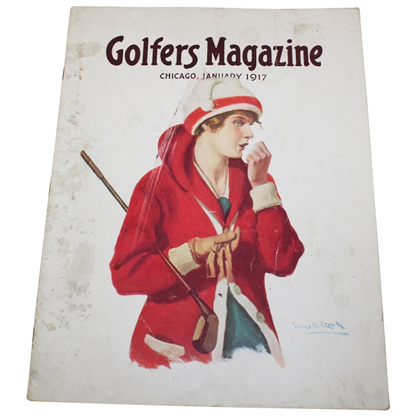 1917 Golfers Magazine with Red Coat Lady Golfer Cover - Chicago, January