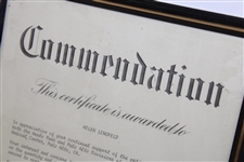 Helen Lengfeld's 1985 VA Medical Center Commendation Certificate - Framed