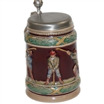 Handarbeit Golf Themed Lidded German Stein