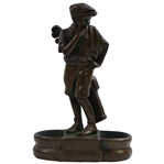 c.1920s Bronze Thinking Golfer Caddie Carrying Clubs