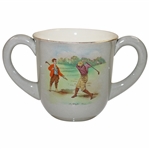 Vintage FOLEY 2 Handled Porcelain Golf Themed Cup