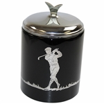Black glass Tobacco Humidor with Sterling Silver overlay