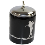 Black glass Tobacco Humidor with Sterling Silver overlay