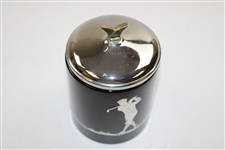 Black glass Tobacco Humidor with Sterling Silver overlay