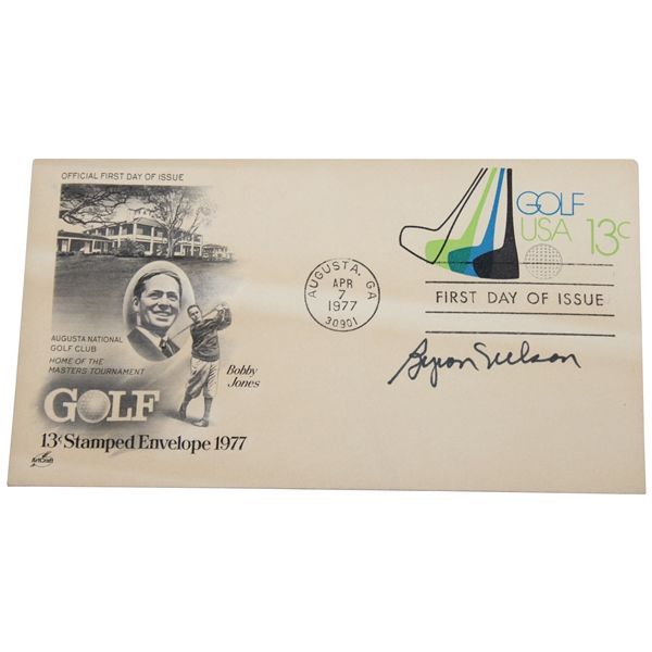 Byron Nelson Signed 1977 Bobby Jones Augusta National Commemorative Envelope JSA ALOA