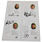 Early Mickelson, Lehman, Azinger & Crenshaw Signed 1995 Norstan Challenge Uncut Card Sheet JSA ALOA