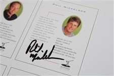 Early Mickelson, Lehman, Azinger & Crenshaw Signed 1995 Norstan Challenge Uncut Card Sheet JSA ALOA
