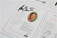 Early Mickelson, Lehman, Azinger & Crenshaw Signed 1995 Norstan Challenge Uncut Card Sheet JSA ALOA