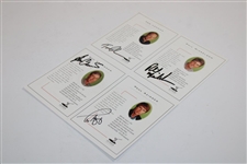 Early Mickelson, Lehman, Azinger & Crenshaw Signed 1995 Norstan Challenge Uncut Card Sheet JSA ALOA