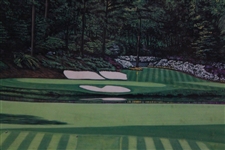 Champion Nick Faldo Signed 1989 The Masters Augusta National GC 12th Hole Poster - Framed JSA ALOA