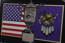 2001 US Open at Southern Hills Trophy with American Flag & Dreamcatcher Poster - Framed