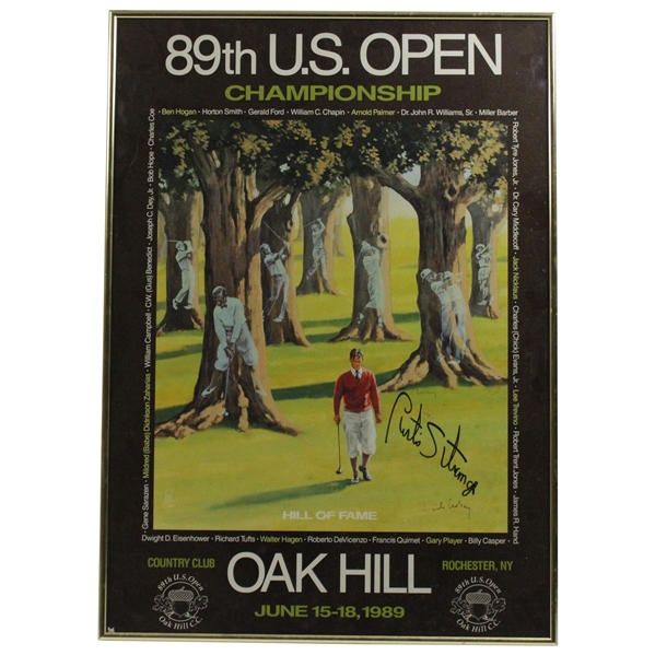 Champion Curtis Strange Signed 1989 US Open at Oak Hill Hill of Fame Poster - Framed JSA ALOA