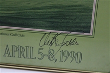 Champion Nick Faldo Signed 1990 The Masters Augusta National GC 13th Hole Linda Hartough Poster - Framed JSA ALOA