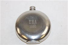 Handmade Circular Golf Scene Pewter Golf Flask - Sheffield, England