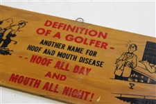 Lot of Three(3) Mid-Century Humorous Wooden Golf Hanging Signs