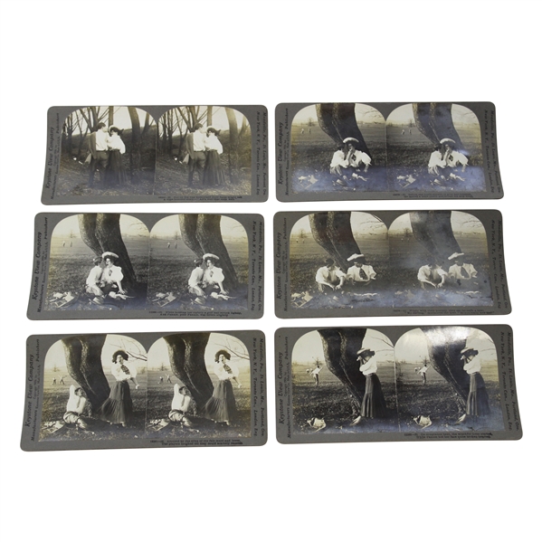 Six (6) Humorous Golf Romance Story Keystone Stereoscope Photos