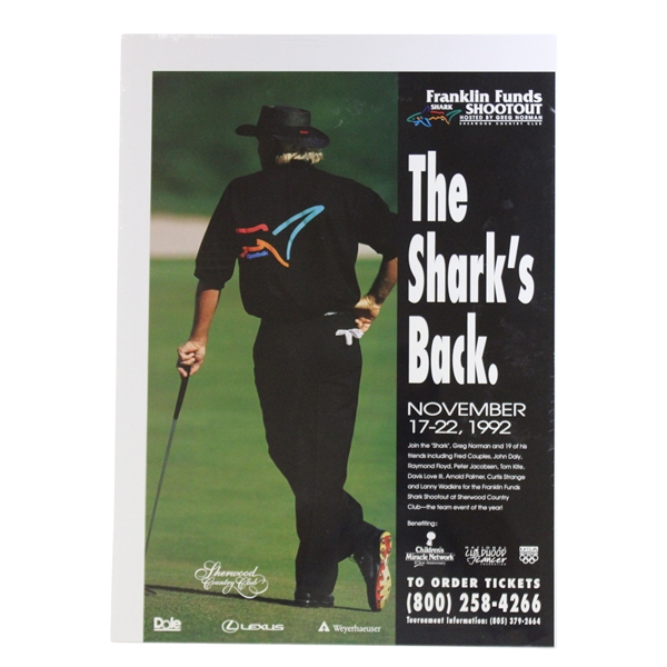 1992 Franklin Funds Shark Shootout at Sherwood Country Club Poster - November