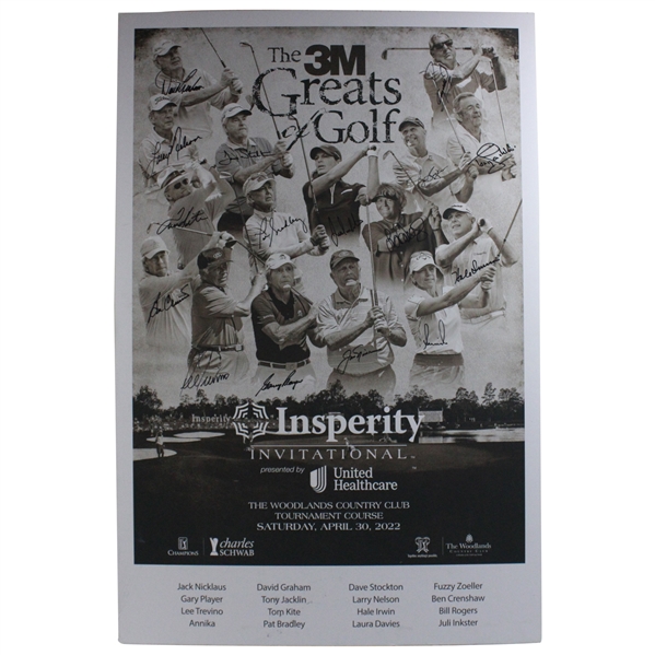 Nicklaus, Player, Kite & Thirteen (13) others Signed 2022 Insperity Inv. Poster - Matted JSA ALOA