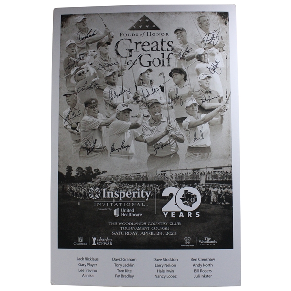 Nicklaus, Annika, Trevino & Thirteen (13) others Signed 2023 Insperity Inv. Poster - Matted JSA ALOA