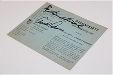 Arnold Palmer & Sam Snead Signed 1960 Exhibition at Quidneset G&CC Scorecard JSA ALOA