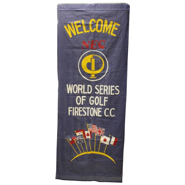 World Series of Golf Large Canvas Welcome Banner - Hung at Golf Course - NEC Sponsor 1984-1999