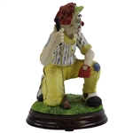 Golf Clown Davar Porcelain Figure on Wooden Base
