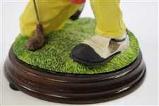 Golf Clown Davar Porcelain Figure on Wooden Base