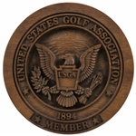 Large USGA Carved Member Round Wall Plaque Display Sign