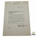 Henry HG Picard Signed 1935 Typed Letter on Hershey Country Club Letterhead 9/7 JSA ALOA