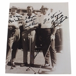 Byron Nelson, Arnold Palmer (x2) & Sam Snead Signed Sepia Photo to Caddy Wayne Beck JSA ALOA