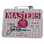 Jack Nicklaus Signed 1986 Masters Tournament Series Badge JSA ALOA