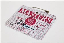 Jack Nicklaus Signed 1986 Masters Tournament Series Badge JSA ALOA
