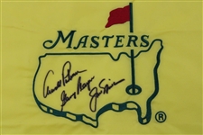 Palmer, Nicklaus & Player, The Big Three Signed Undated Masters Embroidered Flag Full JSA# YY64585