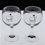Two (2) Masters Tournament Logo Red Wine Glasses