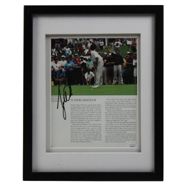 Tiger Woods Signed 1992 Junior Amateur Putting Magazine Page - Framed JSA #XX49394