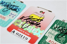 Nick Faldo Signed 1989, 1990 & 1996 Masters Tournament Series Badges JSA ALOA